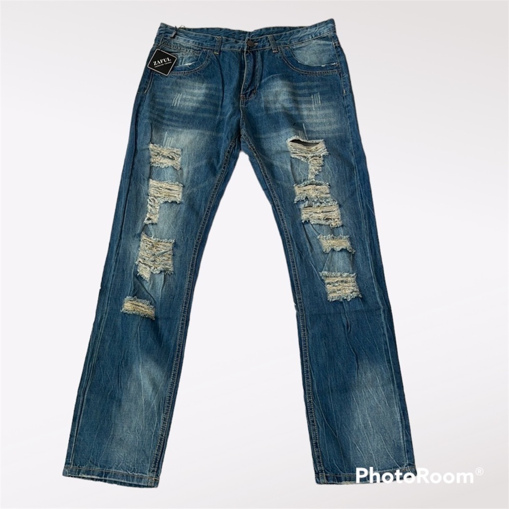 ZAFUL MEN’S Forever Young straight leg ripped jeans size 36